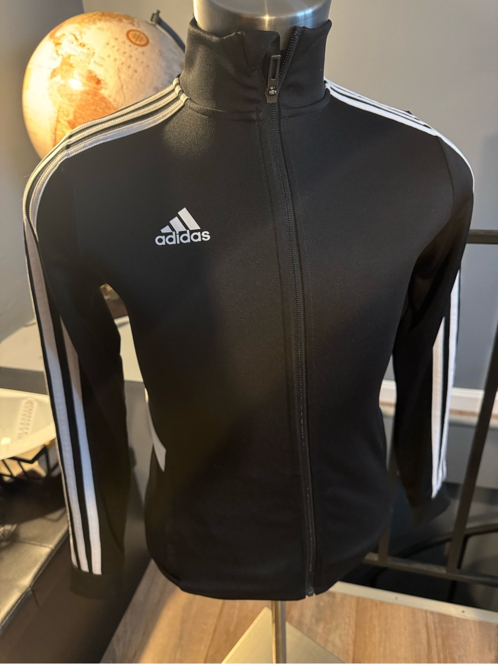 adidas Black Performance Track Jacket with White Stripes